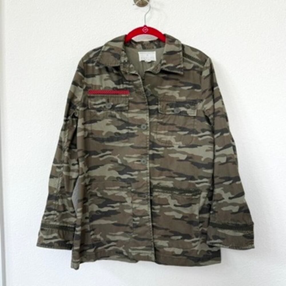 Caslon Camo Utility Jacket Army Green Cotton Blend Military Style Women Small